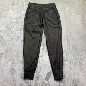 MPG Sport Black Metallic Sparkle Jogger Pants Womens Size S Fits 27" Athleisure